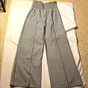 White & Blue Stripped Flare Pants